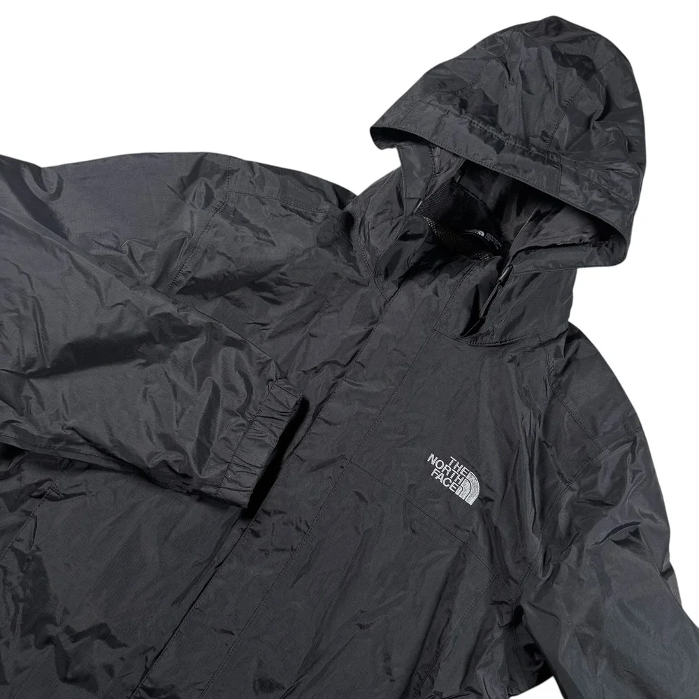 North Face Men L Black Hooded Rain‎ Jacket Dryvent Windbreaker ripstop gorpcore
